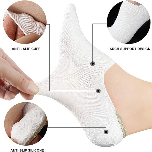 No Show Socks Women Low Socks Non Slip Flat Boat Line 4/8 Pairs - Picture 6 of 7